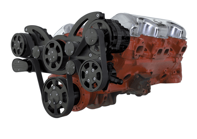 CVF Chevy BBC 348 & 409 Serpentine System with AC, PS, and ALT - Black (All Inclusive)