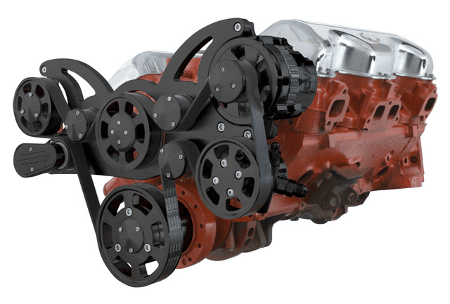CVF Chevy BBC 348 & 409 Serpentine System with PS and ALT - Black (All Inclusive)