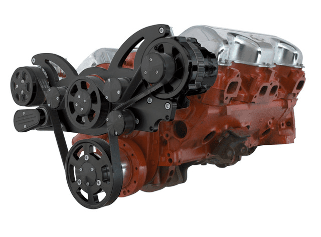 CVF Chevy BBC 348 & 409 Serpentine System with AC and ALT - Black (All Inclusive)