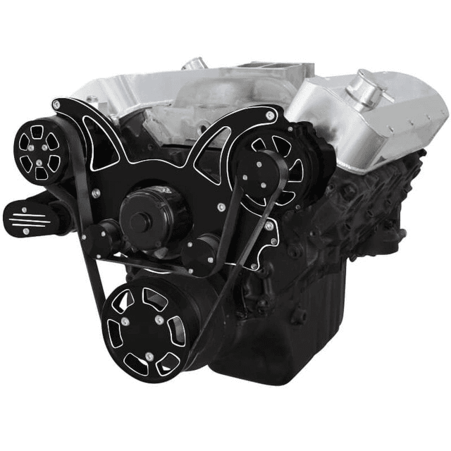 CVF Chevy BBC Gen VI Serpentine System with AC & Alternator with Electric Water Pump - Black Diamond (All Inclusive)