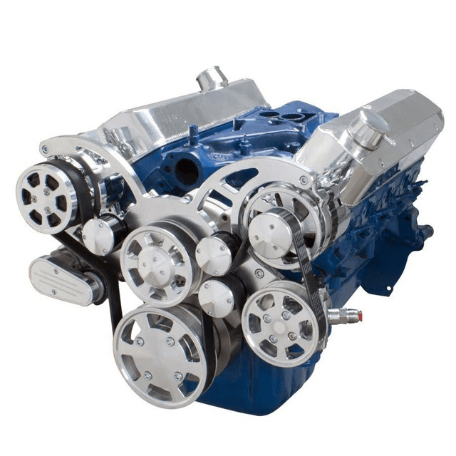 CVF Ford SBF 289, 302 & 351W Serpentine System with AC, Power Steering & Alternator - Polished (All Inclusive)
