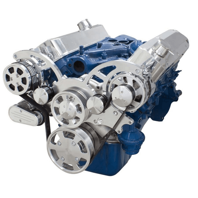 CVF Ford SBF 289, 302 & 351W Serpentine System with AC & Alternator - Polished (All Inclusive)