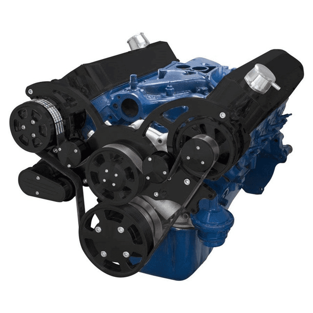 CVF Ford SBF 289, 302 & 351W Serpentine System with AC & Alternator - Black (All Inclusive)