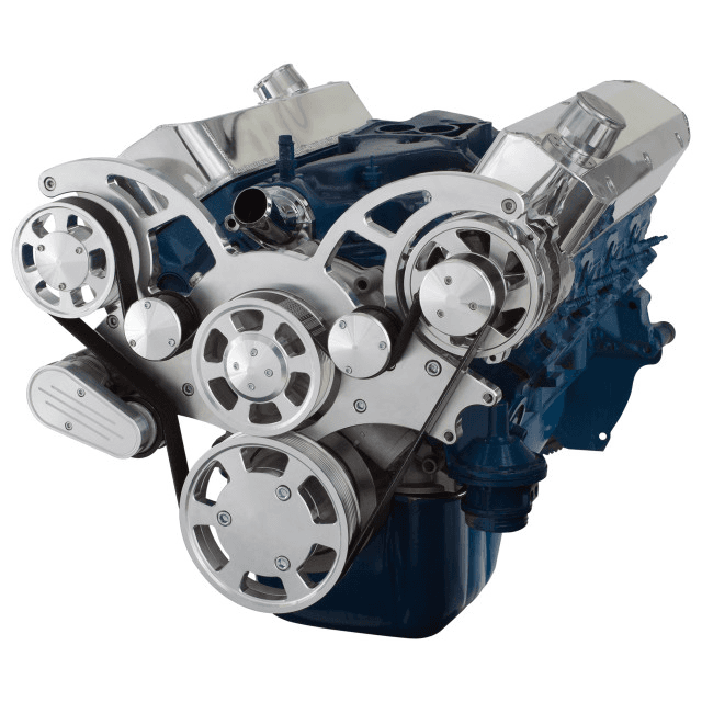 CVF Ford SBF 289, 302 & 351W Serpentine System with AC & Alternator - Polished (All Inclusive)