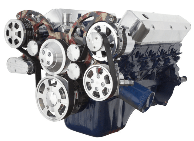 CVF Ford SBF 289, 302 & 351W Serpentine System with AC, Power Steering & Alternator - Patriotic Plating (All Inclusive)