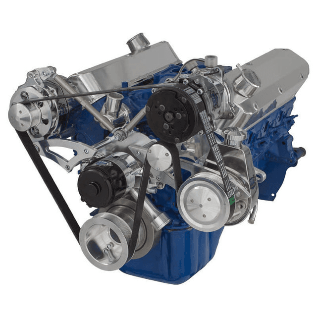 CVF Ford SBF 289, 302 & 351W Serpentine Conversion with Alternator, Power Steering & A/C with Electric Water Pump - Polished