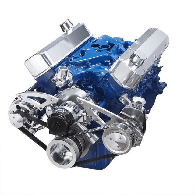 CVF Ford SBF 289, 302 & 351W Serpentine Conversion with Alternator & Power Steering Brackets, For Electric Water Pump - Polished
