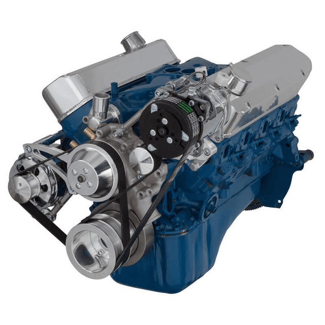 CVF Ford SBF 289, 302 & 351W Serpentine Conversion with Alternator & A/C Brackets, For High Flow Water Pump - Polished
