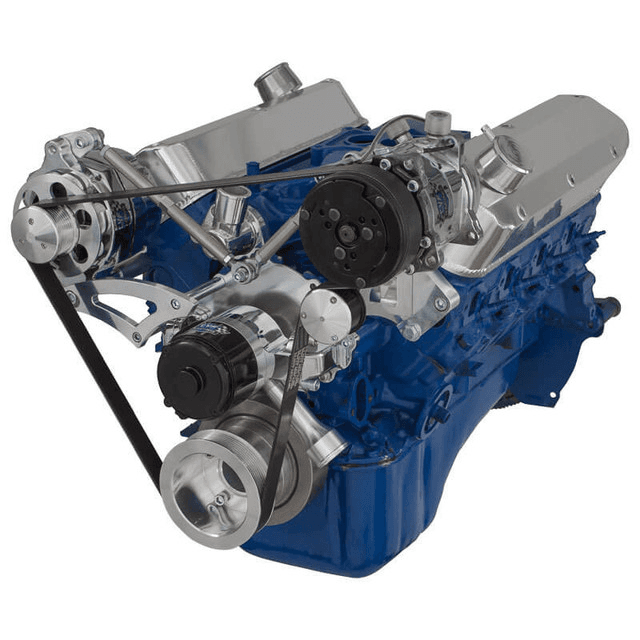 CVF Ford SBF 289, 302 & 351W Serpentine Conversion with Alternator & A/C Brackets, For Electric Water Pump - Polished