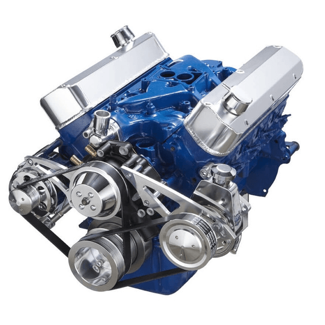 CVF Ford SBF 289, 302 & 351W Serpentine Conversion with Alternator & Power Steering - Polished