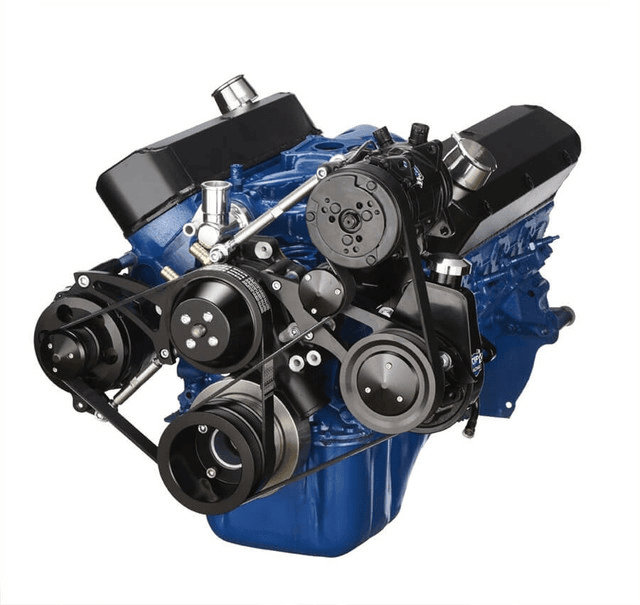 CVF Ford SBF 289, 302 & 351W Serpentine Conversion with Alternator, Power Steering & A/C - Black