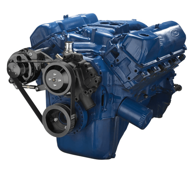 CVF Ford SBF 351C, 351M & 400 Serpentine Conversion with Alternator Only Bracket, For High Flow Water Pump - Black