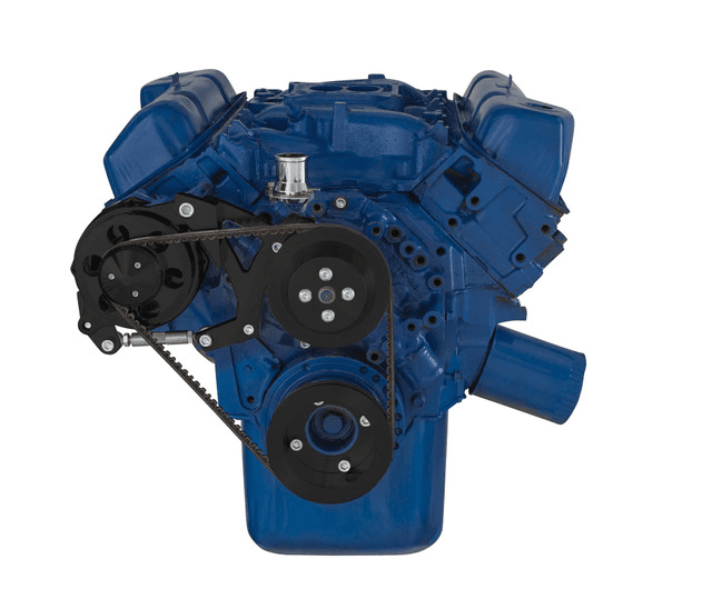 CVF Ford SBF 351C, 351M & 400 V-Belt System with Alternator Only Bracket, For High Flow Water Pump - Black