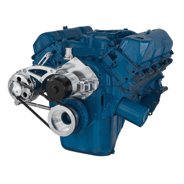 CVF Ford SBF 351C, 351M & 400 V-Belt System with Alternator Only Bracket, For Electric Water Pump - Polished