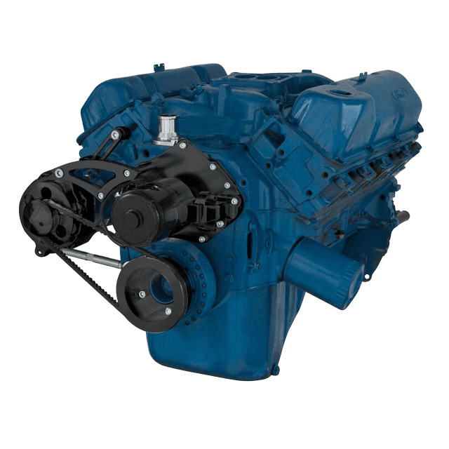 CVF Ford SBF 351C, 351M & 400 V-Belt System with Alternator Only Bracket, For Electric Water Pump - Black