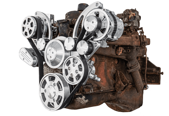 CVF Chevy Straight 6 Serpentine System with AC, PS & ALT - Polished (All Inclusive)