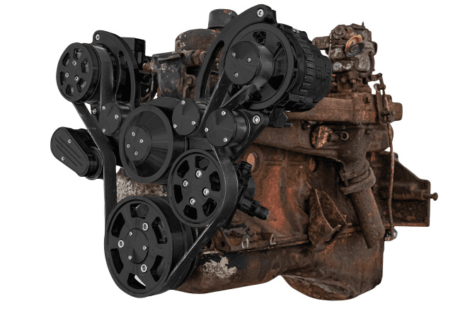 CVF Chevy Straight 6 Serpentine System with AC, PS & ALT - Black (All Inclusive)