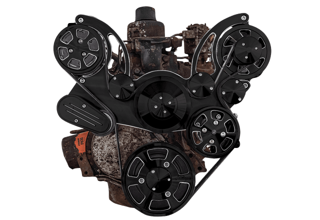 CVF Chevy Straight 6 Serpentine System with AC, PS & ALT - Black Diamond (All Inclusive)
