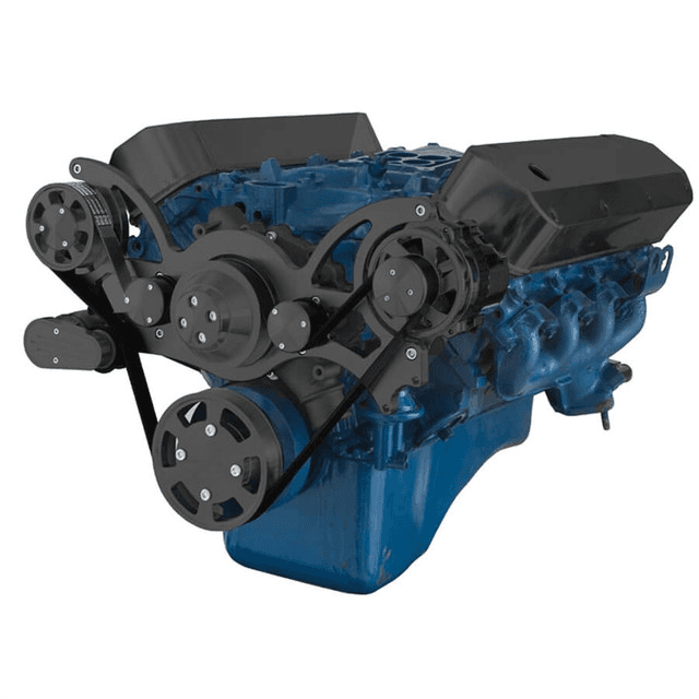 CVF Ford BBF 429 & 460 Serpentine System with Alternator Olny, High Flow Water Pump - Black (All Inclusive)