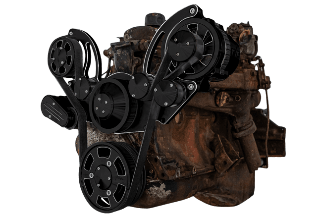 CVF Chevy Straight 6 Serpentine System with ALT Only - Black Diamond (All Inclusive)