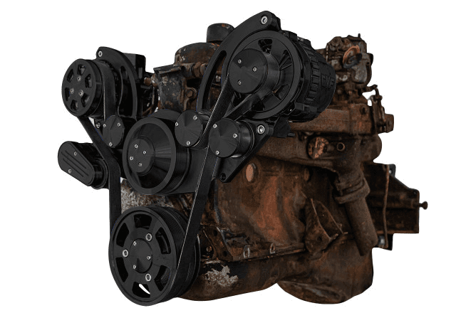 CVF Chevy Straight 6 Serpentine System with AC & ALT - Black (All Inclusive)