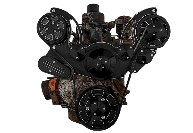 CVF Chevy Straight 6 Serpentine System with AC & ALT - Black Diamond (All Inclusive)