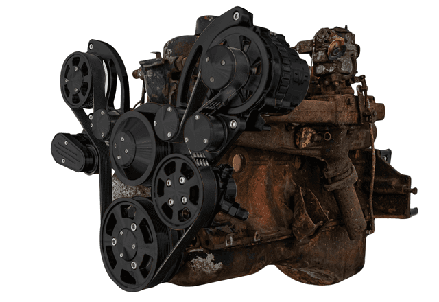 CVF Chevy Straight 6 Serpentine System with PS & ALT - Black (All Inclusive)