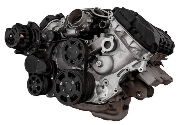 CVF Ford Coyote 5.0L Compact Serpentine System with AC & ALT, High Flow Water Pump - Black (All Inclusive)