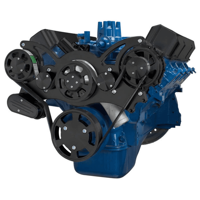 CVF SBF FE Serpentine System with Alternator, For High Flow Water Pump - Black (All Inclusive)