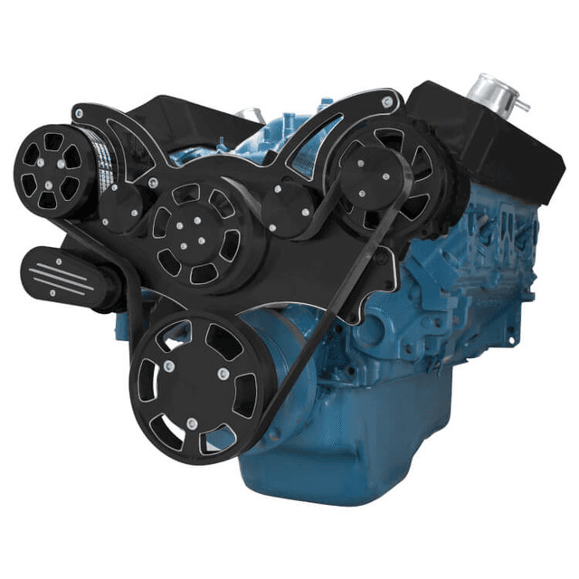 CVF SBM Serpentine System with AC & Alternator For High Flow Water Pump - Black Diamond (All Inclusive)