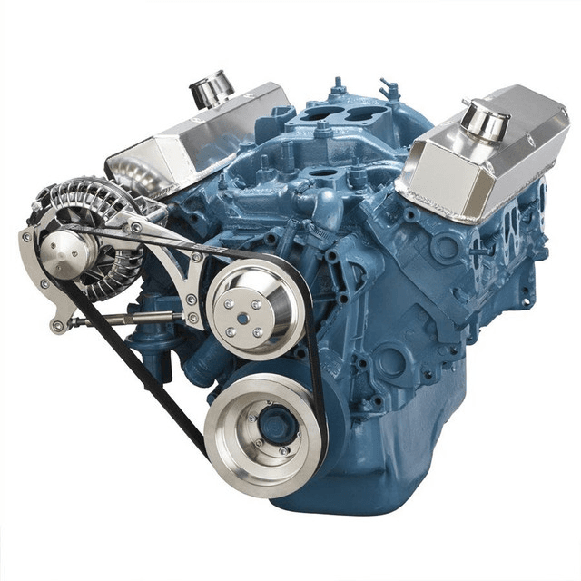 CVF SBM Serpentine System with Alternator Only Brackets, For High Flow Water Pump - Polished (All Inclusive)