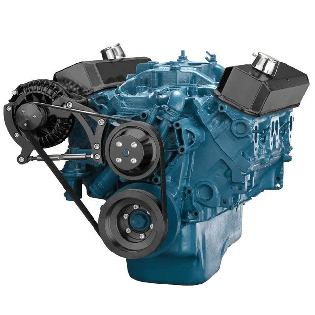 CVF SBM Serpentine System with Alternator Only Brackets, For High Flow Water Pump - Black (All Inclusive)