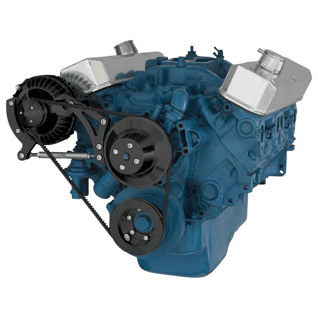 CVF SBM V-Belt System with Alternator Only Bracket, For High Flow Water Pump - Black