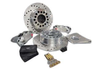 Aerospace 8.8 Ford Housing Ends 4 Piston Heavy Duty Rear Drag Disc Brakes With C-Clip Eliminators - 5/8" Stud