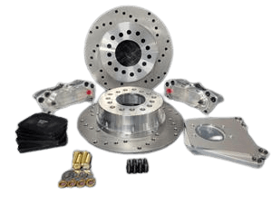Aerospace 8.8 Ford Housing Ends 4 Piston Rear Heavy Duty Drag Disc Brakes With C-Clip Eliminators (5 Lug) - 1/2" Stud