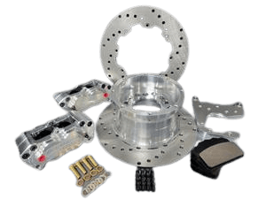 Aerospace Small GM Aftermarket 10/12 Bolt Housing Ends 4 Piston Heavy Duty Rear Drag Disc Brakes - 5/8" Studs