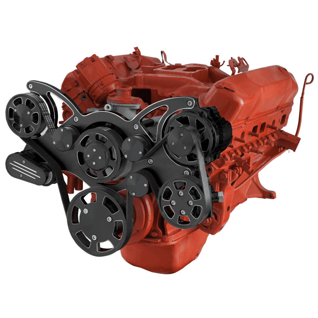 CVF BBM Serpentine System with Power Steering & Alternator For High Flow Water Pump - Black Diamond (All Inclusive)