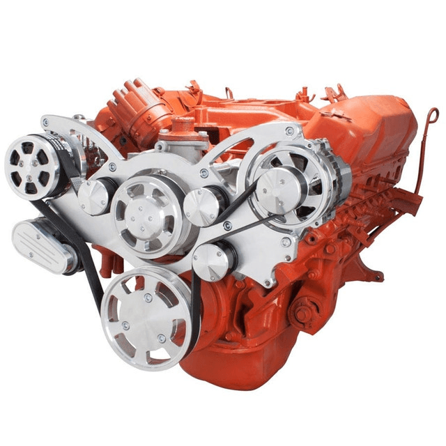 CVF BBM Serpentine System with Air Conditioning & Alternator For High Flow Water Pump - Polished (All Inclusive)