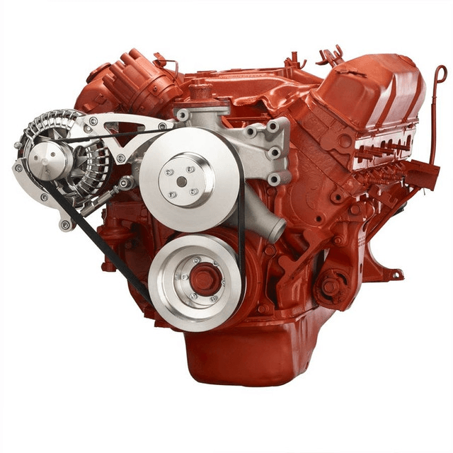 CVF BBM Serpentine Conversion with Alternator Only Bracket For High Flow Water Pump - Polished (All Inclusive)