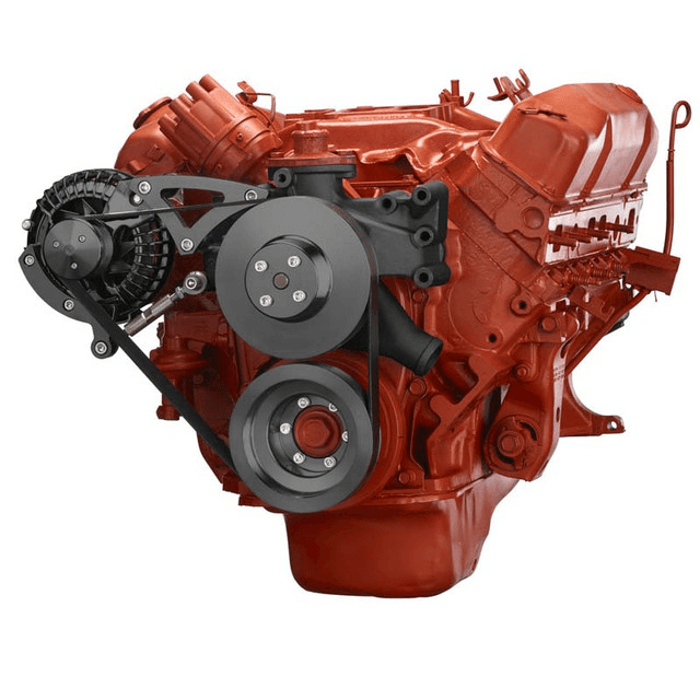 CVF BBM Serpentine Conversion with Alternator Only Bracket For High Flow Water Pump - Black (All Inclusive)