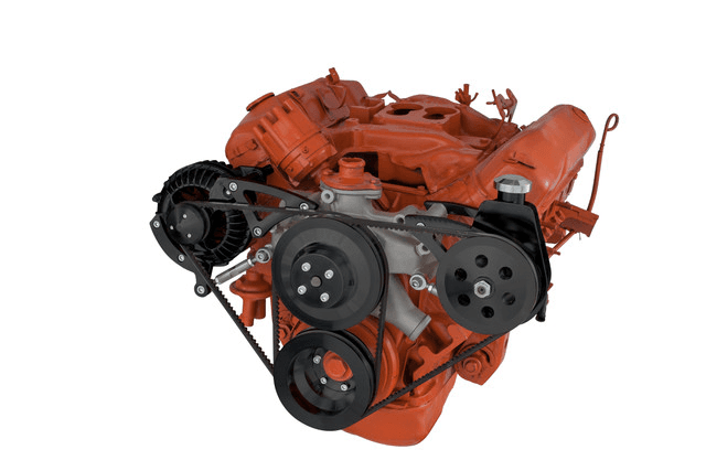 CVF BBM V-Belt System with Power Steering & Alternator Brackets For High Flow Water Pump - Black