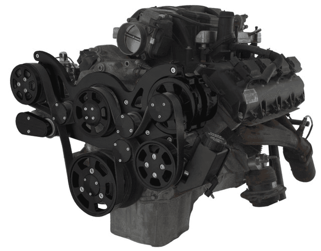 CVF Gen III Hemi Serpentine System with AC, Power Steering & Alternator For High Flow Water Pump - Black (All Inclusive)
