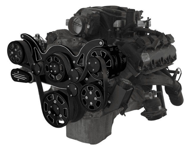 CVF Gen III Hemi Serpentine System with AC, Power Steering & Alternator For High Flow Water Pump - Black Diamond (All Inclusive)