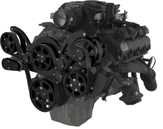 CVF Gen III Hemi Serpentine System with Power Steering & Alternator For High Flow Water Pump - Black (All Inclusive)