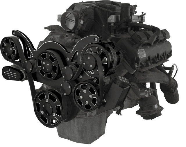 CVF Gen III Hemi Serpentine System with Power Steering & Alternator For High Flow Water Pump - Black Diamond (All Inclusive)