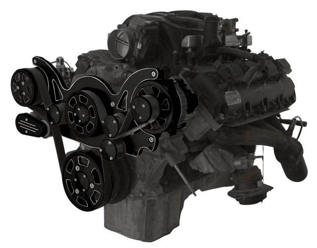 CVF Gen III Hemi Serpentine System with AC & Alternator For High Flow Water Pump - Black Diamond (All Inclusive)