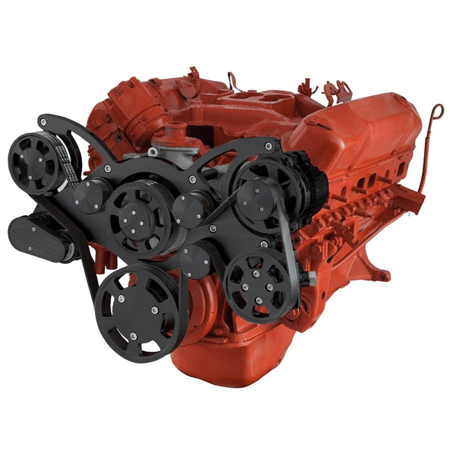 CVF 426 Hemi Serpentine System with Power Steering & Alternator For High Flow Water Pump - Black (All Inclusive)