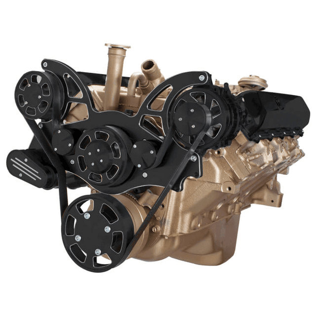 CVF Oldsmobile 350-455 Serpentine System with Alternator For High Flow Water Pump - Black Diamond (All Inclusive)