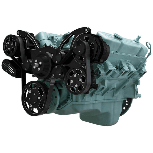 CVF Buick Big Block 455 Serpentine System with Powersteering, AC & Alternator - Black Diamond (All Inclusive)