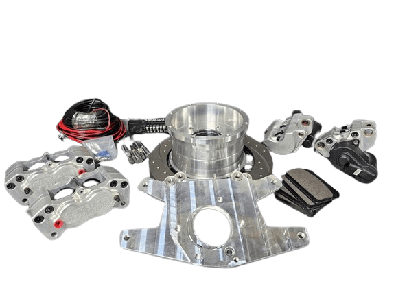 Aerospace Pro-Street 4 Piston Rear Disc Brakes For Lamb, Symmetrical Housing Ends W/ Parking Brake - 5/8" Studs